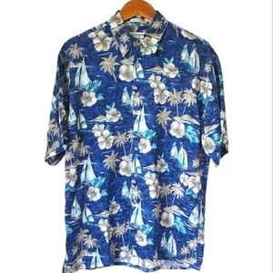 Pierre Cardin Men's Medium Hawaiian Shirt Button Down Short Sleeve